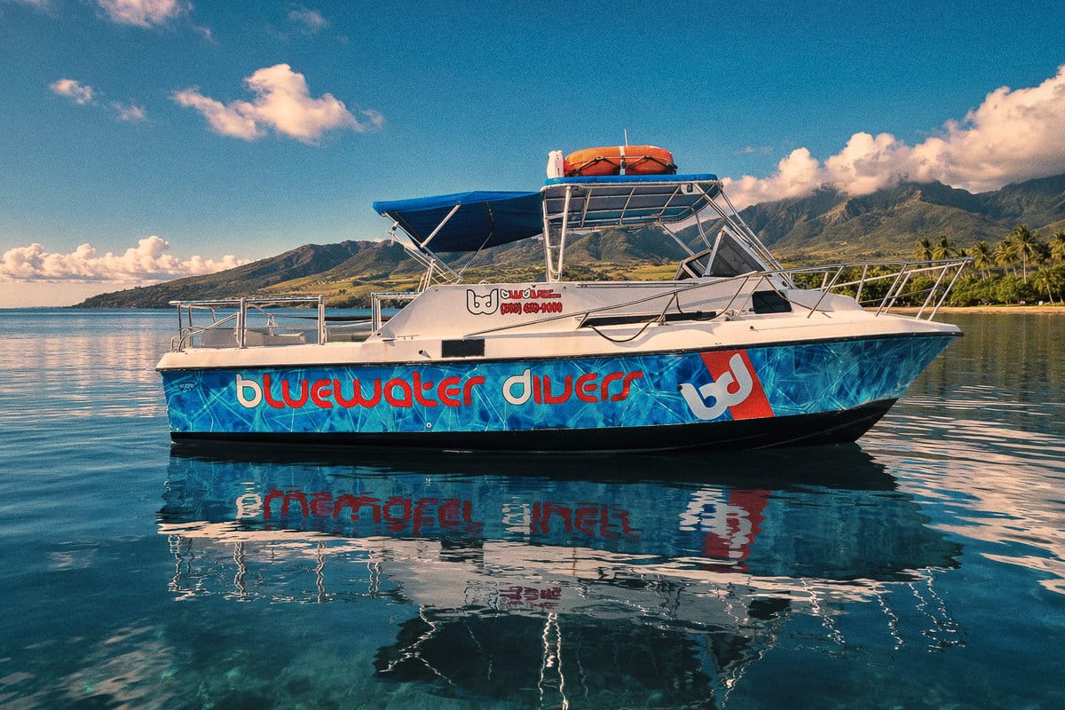 Bluewater Diver anchored off West Maui Our dive boat, Bluewater Diver, anchored off West Maui